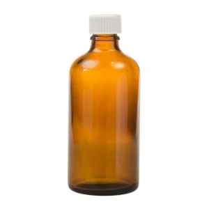 100ml Amber Glass Aromatherapy Bottle with Screw Cap - White (18/410)